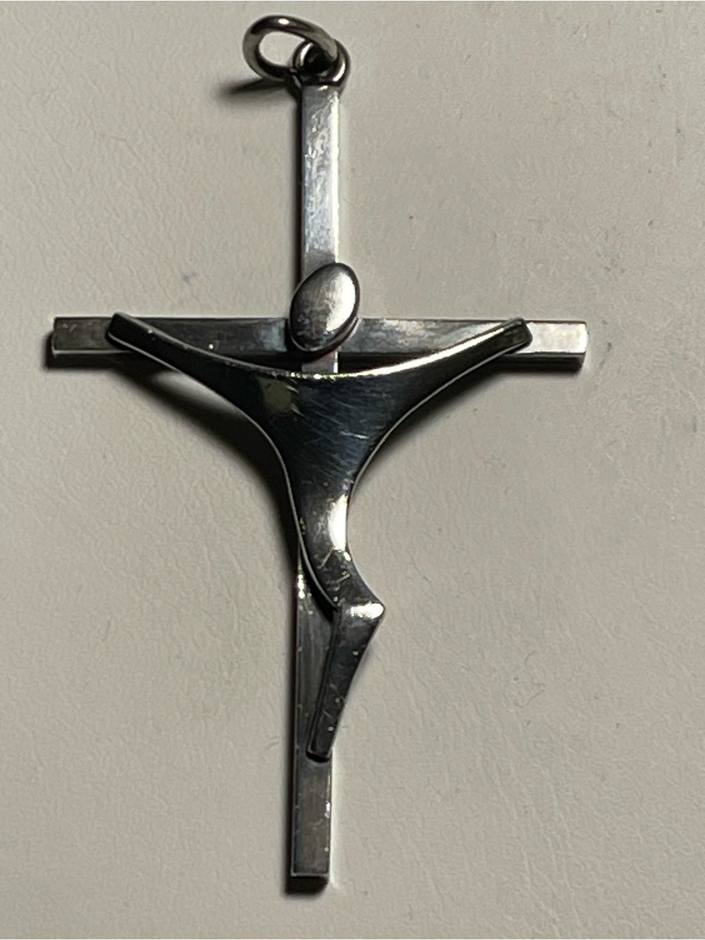 Sterling Silver Modern Crucifix Pendant-Signed FROM 925S-Danish- Universal